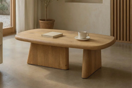 Table basse en manguier massif 120 cm Olym – Élégance bois naturel