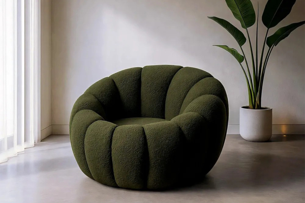 Fauteuil éponge bouclette Elio – Élégance texturée