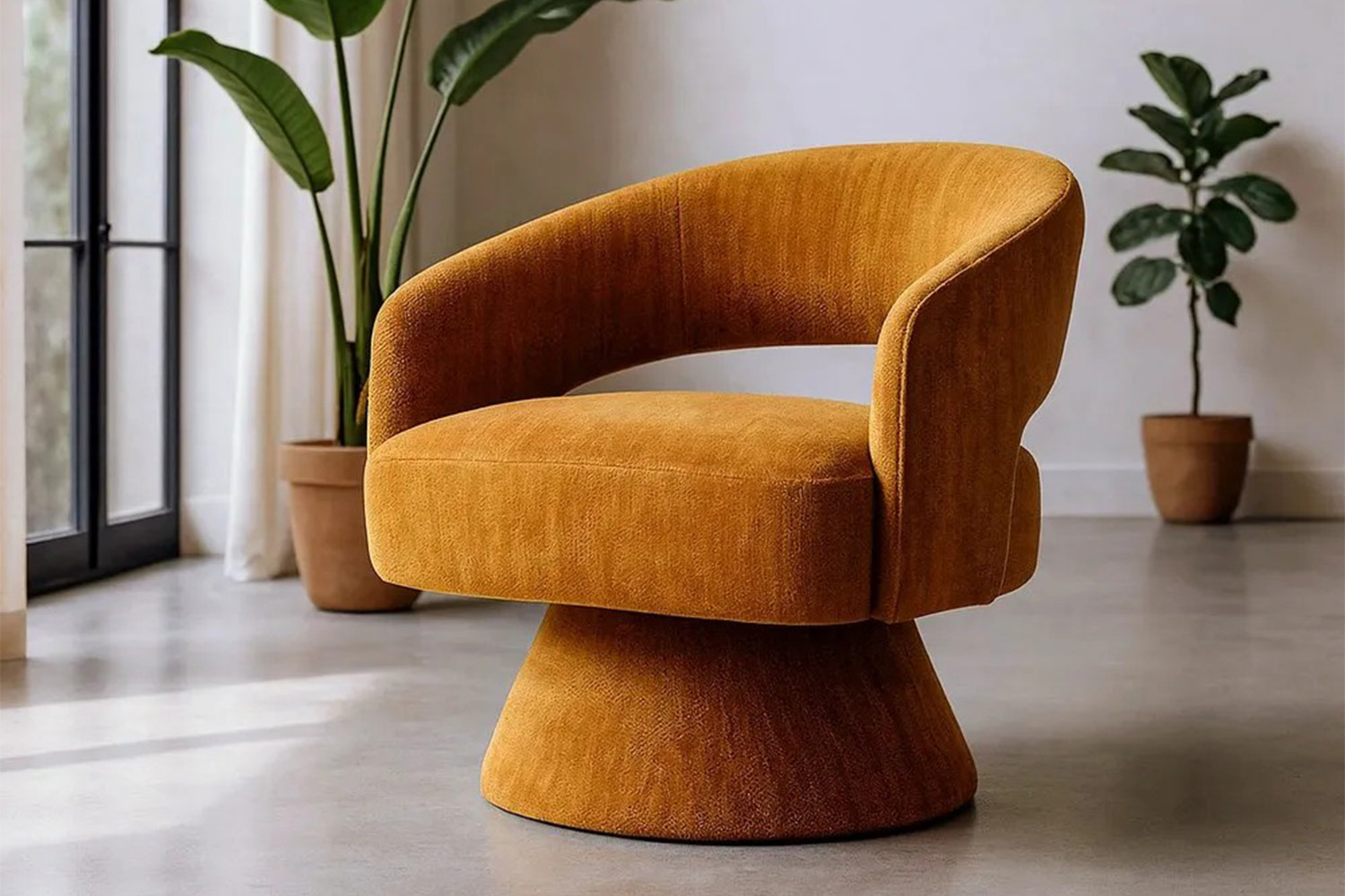 Fauteuil pivotant tissu velours Ayla – Élégance haut de gamme