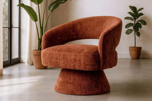 Fauteuil pivotant tissu velours Ayla – Élégance haut de gamme