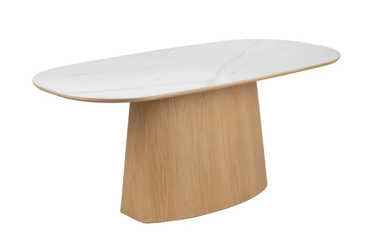 Table avec pied central en bois et céramique 6-8 pers. Lysandre – Design haut de gamme