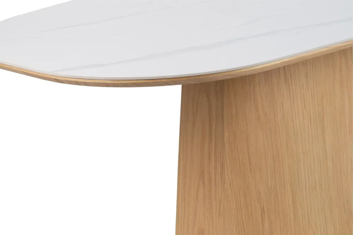 Table avec pied central en bois et céramique 6-8 pers. Lysandre – Design haut de gamme
