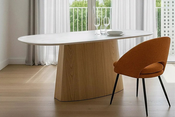 Table avec pied central en bois et céramique 6-8 pers. Lysandre – Design haut de gamme