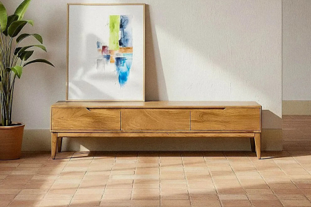 Meuble TV en manguier massif – Style raffiné pour votre espace média