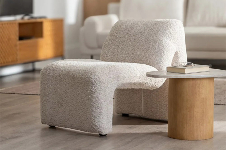 Fauteuil design Naelis – Bouclette chic & confort raffiné