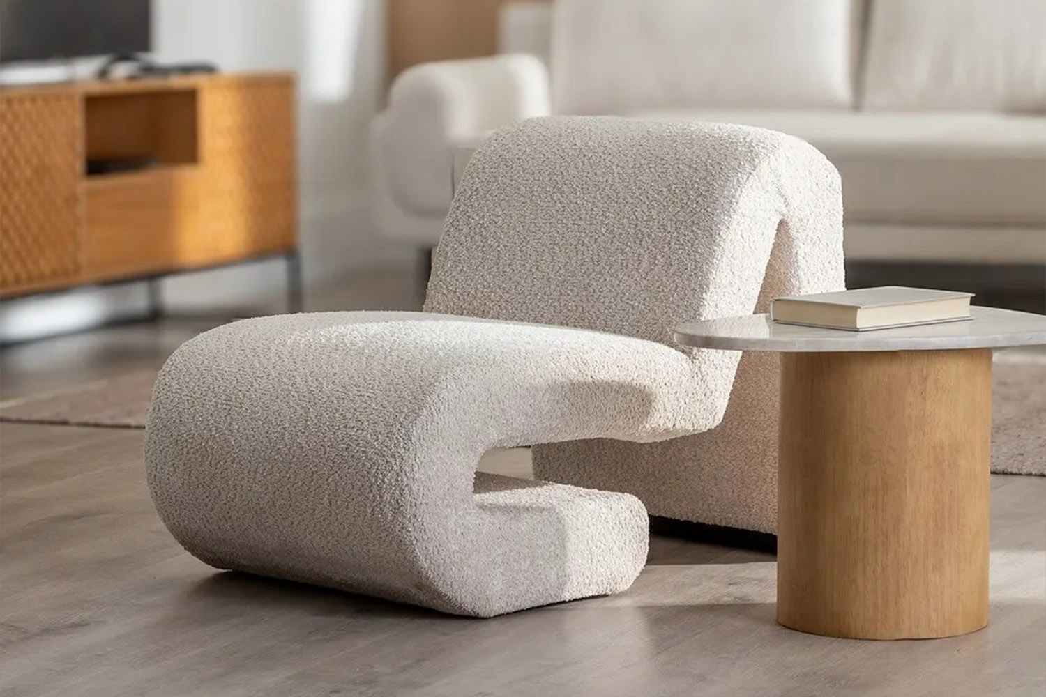 Fauteuil éponge bouclette Elwin – Style raffiné & confort cocon