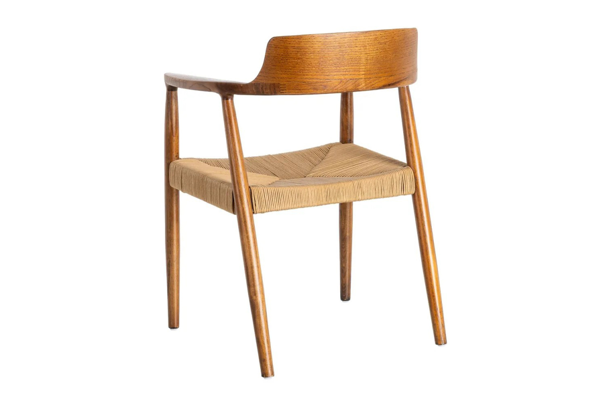 Chaise avec accoudoirs en hévéa massif et cordes naturelles Avelor
