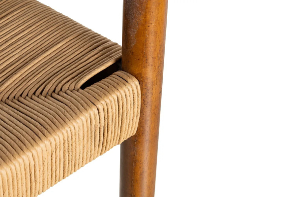 Chaise avec accoudoirs en hévéa massif et cordes naturelles Avelor