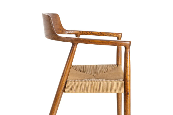 Chaise avec accoudoirs en hévéa massif et cordes naturelles Avelor
