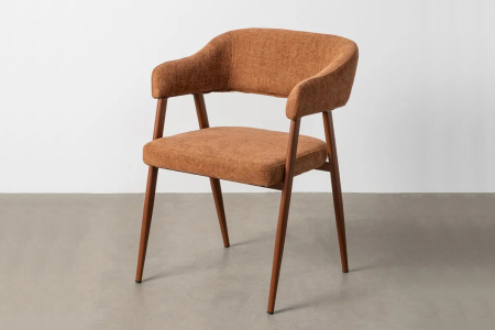 Chaise avec accoudoirs en tissu et pieds métal Néris