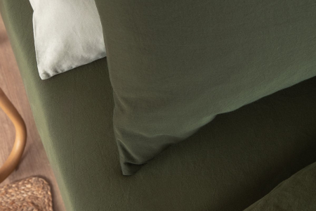 Drap housse satin de coton bio lavé uni | Maison Aveni