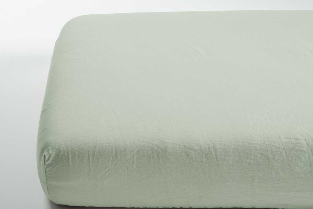 Drap housse satin de coton bio lavé uni | Maison Aveni