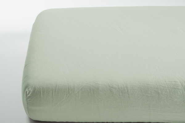 Drap housse satin de coton bio lavé uni | Maison Aveni
