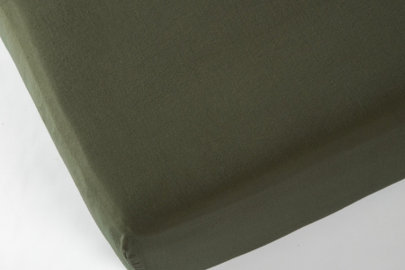 Drap housse satin de coton bio lavé uni | Maison Aveni
