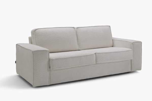 Canapé convertible Capri – Tissu bouclette ivoire