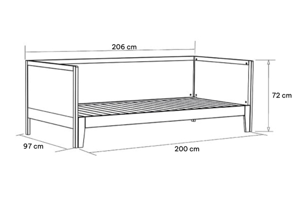 Lit banquette extensible en hêtre massif Sienna