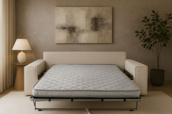 Canapé convertible Capri – Tissu bouclette ivoire