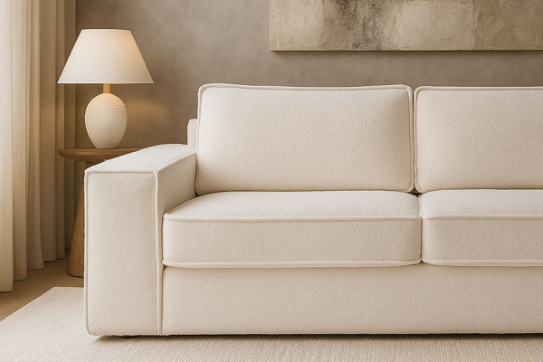 Canapé convertible Capri – Tissu bouclette ivoire