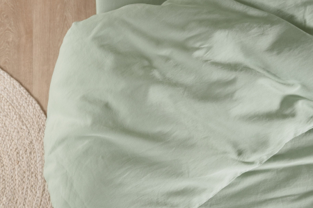 Housse de couette en satin de coton bio lavé uni 1 personne | Maison Aveni