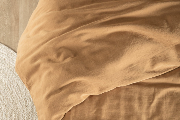 Housse de couette en satin de coton bio lavé uni 1 personne | Maison Aveni