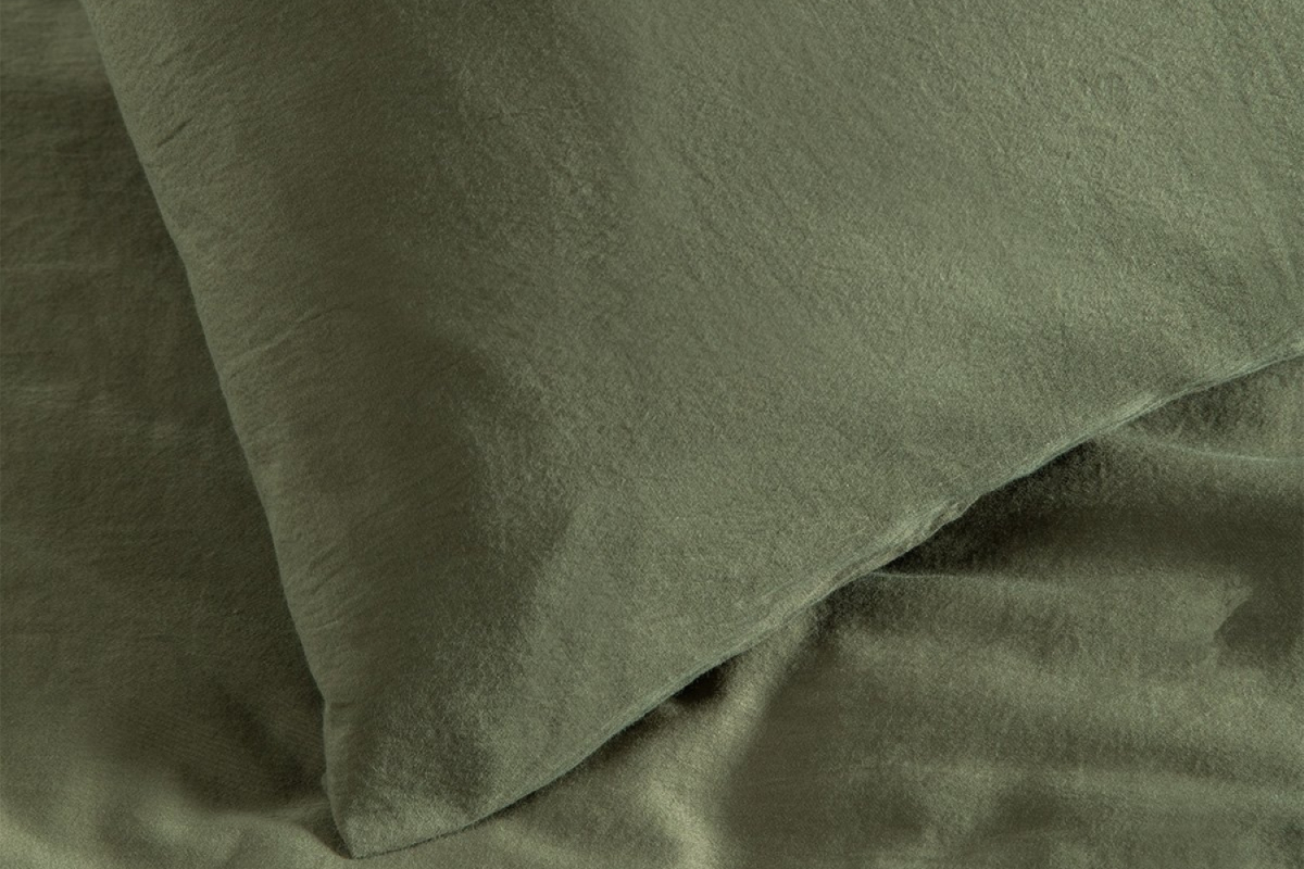 Housse de couette en satin de coton bio lavé uni 1 personne | Maison Aveni