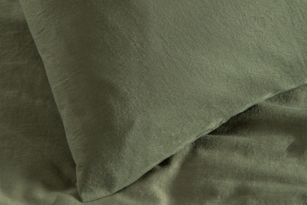 Housse de couette en satin de coton bio lavé uni 1 personne | Maison Aveni