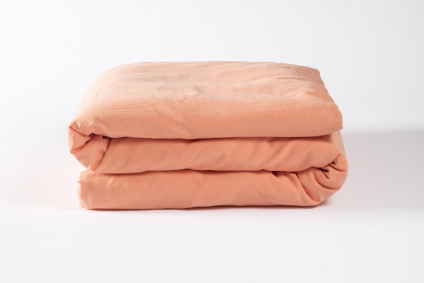 Housse de couette en satin de coton bio lavé uni 1 personne | Maison Aveni