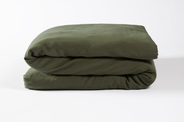 Housse de couette en satin de coton bio lavé uni 1 personne | Maison Aveni