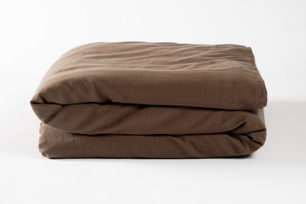 Housse de couette en satin de coton bio lavé uni 1 personne | Maison Aveni