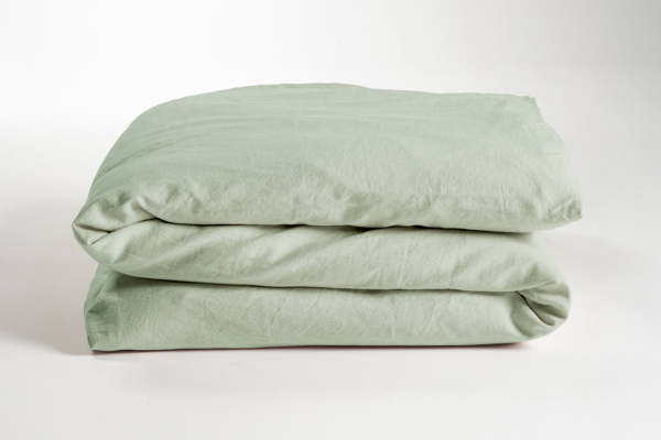 Housse de couette en satin de coton bio lavé uni 1 personne | Maison Aveni