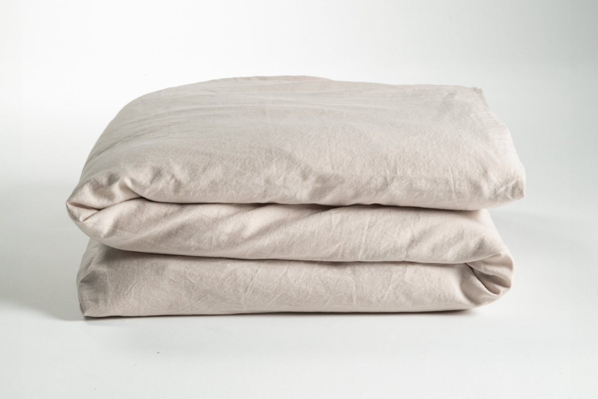 Housse de couette en satin de coton bio lavé uni 1 personne | Maison Aveni