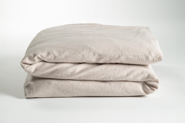 Housse de couette en satin de coton bio lavé uni 1 personne | Maison Aveni