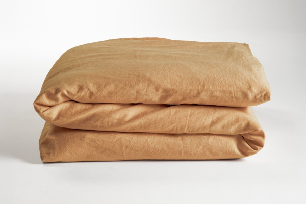 Housse de couette en satin de coton bio lavé uni 1 personne | Maison Aveni