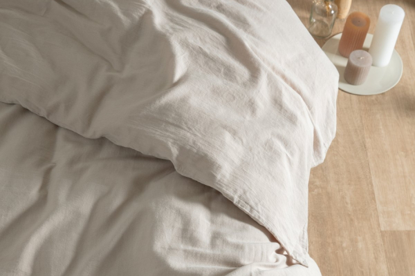 Housse de couette en satin de coton bio lavé uni 1 personne | Maison Aveni