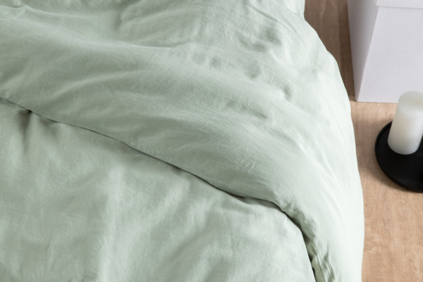 Housse de couette en satin de coton bio lavé uni 1 personne | Maison Aveni
