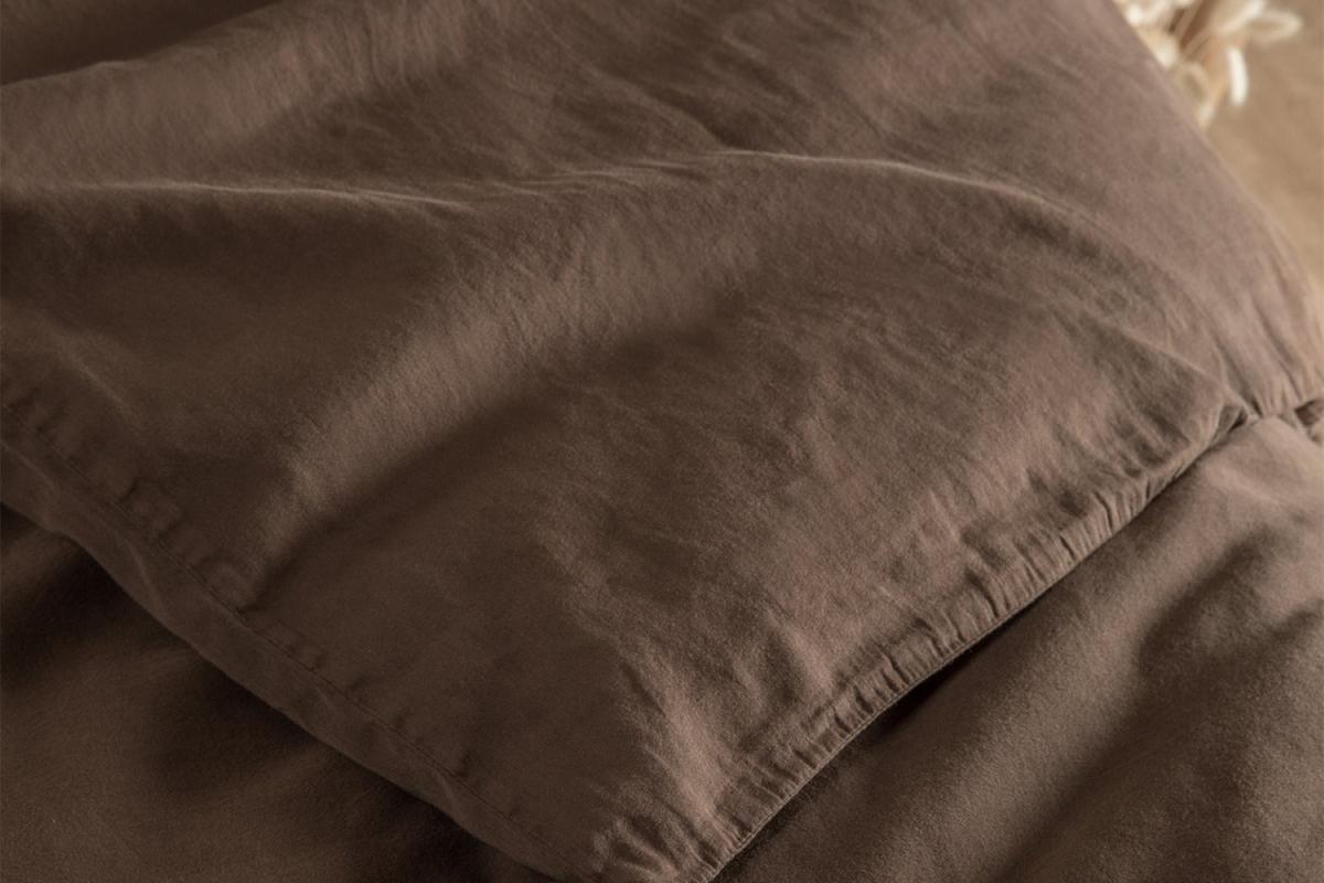 Housse de couette en satin de coton bio lavé uni 1 personne | Maison Aveni