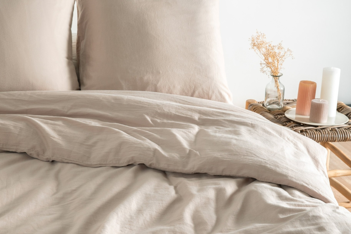 Housse de couette en satin de coton bio lavé uni 1 personne | Maison Aveni