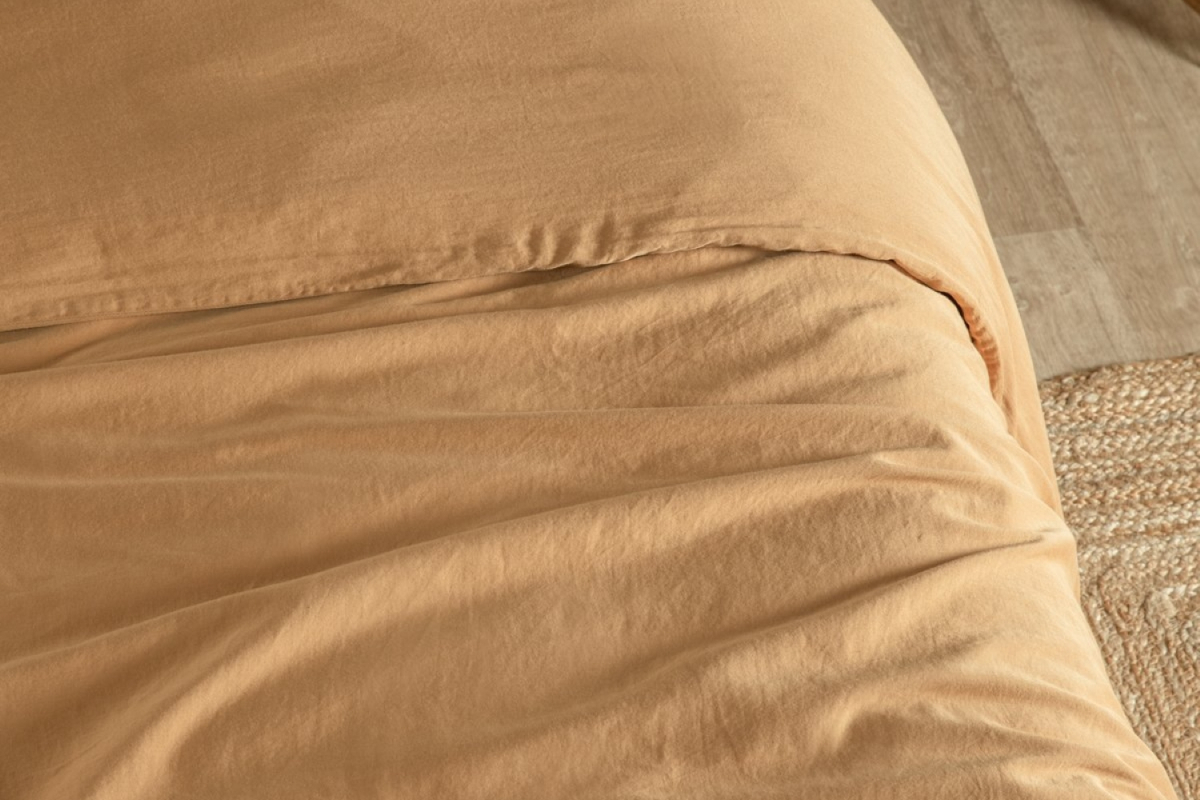 Housse de couette en satin de coton bio lavé uni 1 personne | Maison Aveni