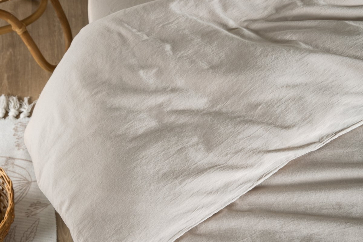 Housse de couette en satin de coton bio lavé uni 1 personne | Maison Aveni