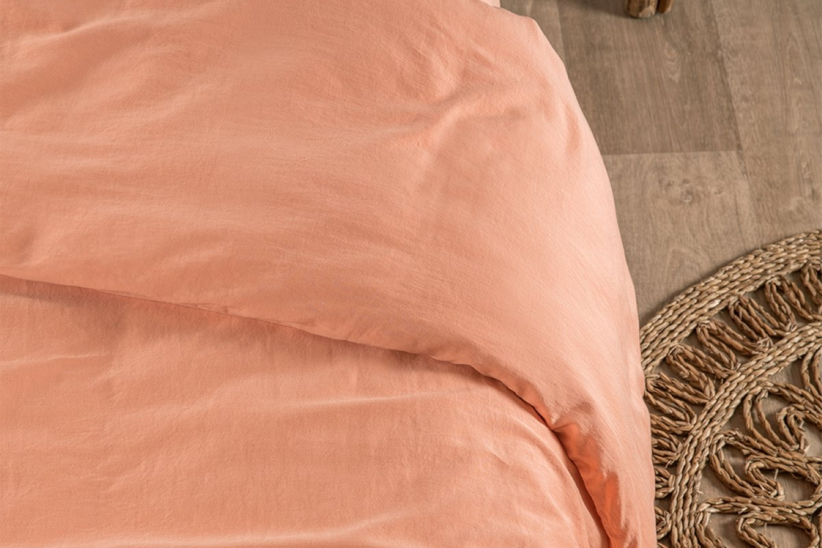 Housse de couette en satin de coton bio lavé uni 1 personne | Maison Aveni