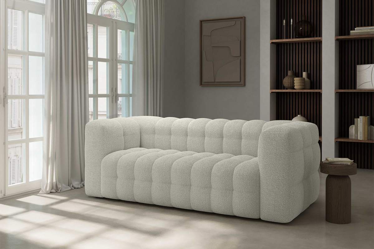 Canapé droit fixe 3 places tissu bouclette Cloud