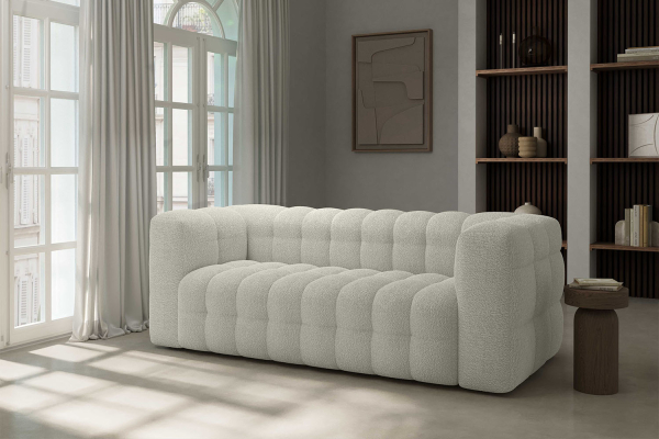 Canapé droit fixe 3 places tissu bouclette Cloud