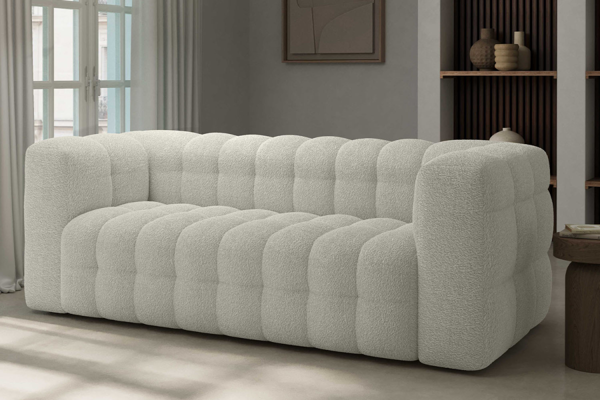 Canapé droit fixe 3 places tissu bouclette Cloud