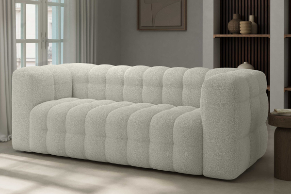 Canapé droit fixe 3 places tissu bouclette Cloud
