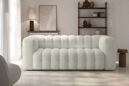 Canapé droit fixe 3 places tissu bouclette Cloud