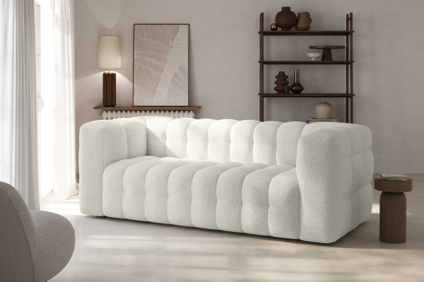 Canapé droit fixe 3 places tissu bouclette Cloud