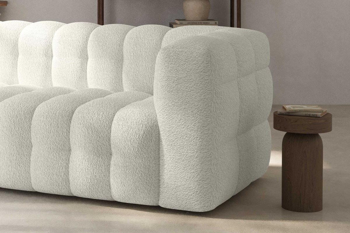 Canapé droit fixe 3 places tissu bouclette Cloud