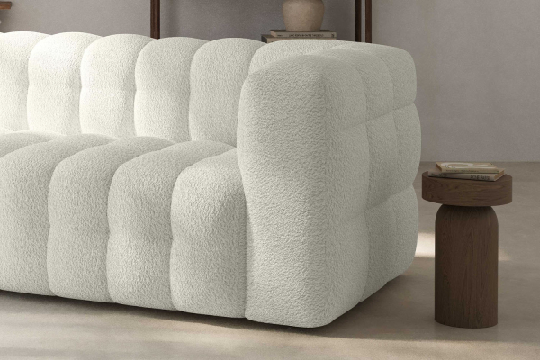 Canapé droit fixe 3 places tissu bouclette Cloud