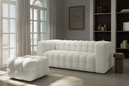 Pouf Cloud – Tissu bouclette, confort et design