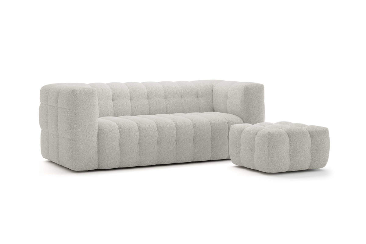 Canapé droit fixe 3 places tissu bouclette Cloud